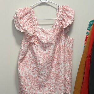 SHEIN Pink and White Floral Blouse